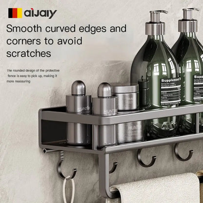 Wall-Mounted Bathroom Storage Rack for Easy Organization