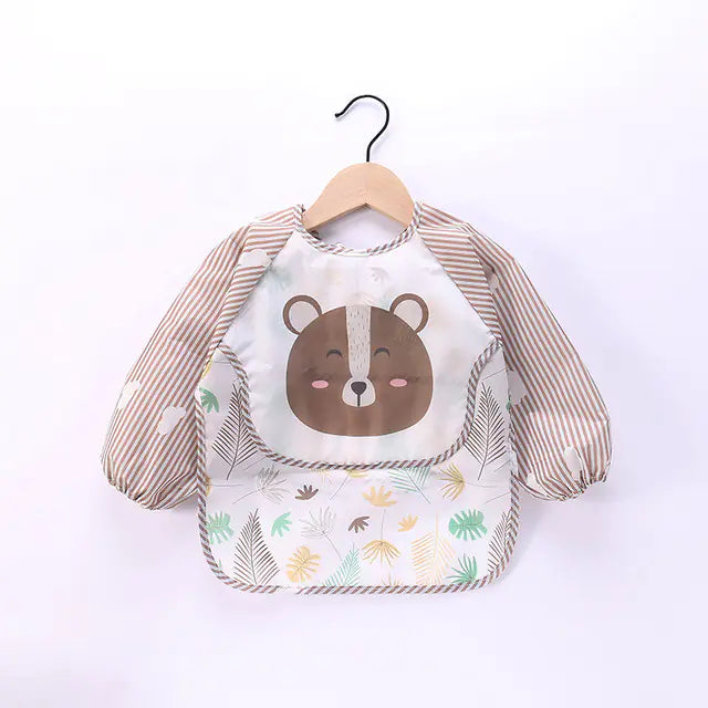 Waterproof Baby Bib with Cartoon Design and Pocket