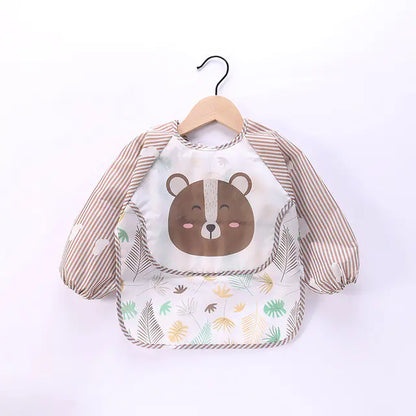 Waterproof Baby Bib with Cartoon Design and Pocket