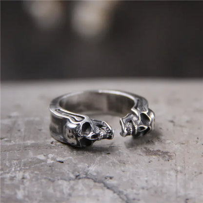 925 Thai Silver Engraved Skull Ring