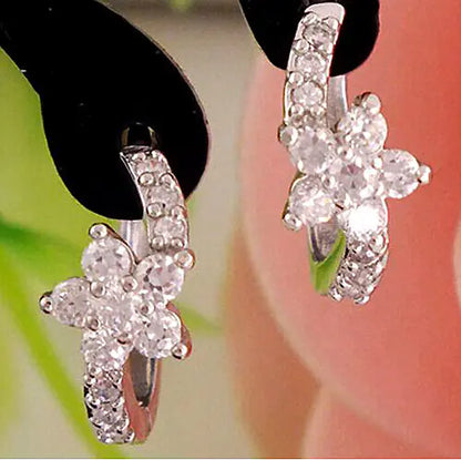 Chic Korean Zirconia Floral Earrings