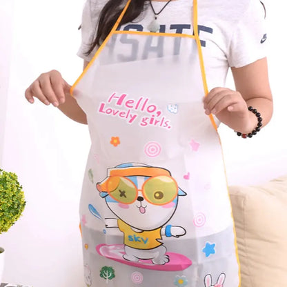 Cartoon Waterproof PVC Apron for Kitchen Use