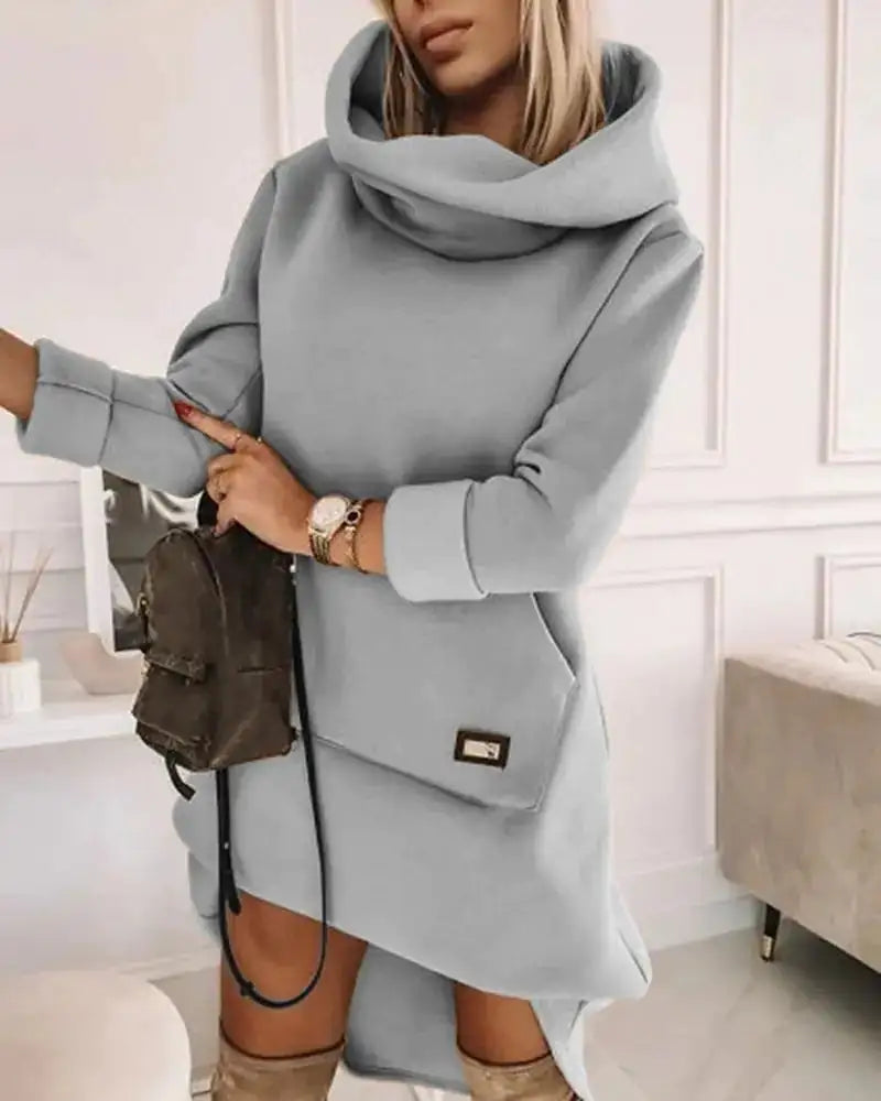Casual Loose-Fitting Long Sleeve Hooded Pullover for Women