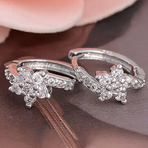 Chic Korean Zirconia Floral Earrings