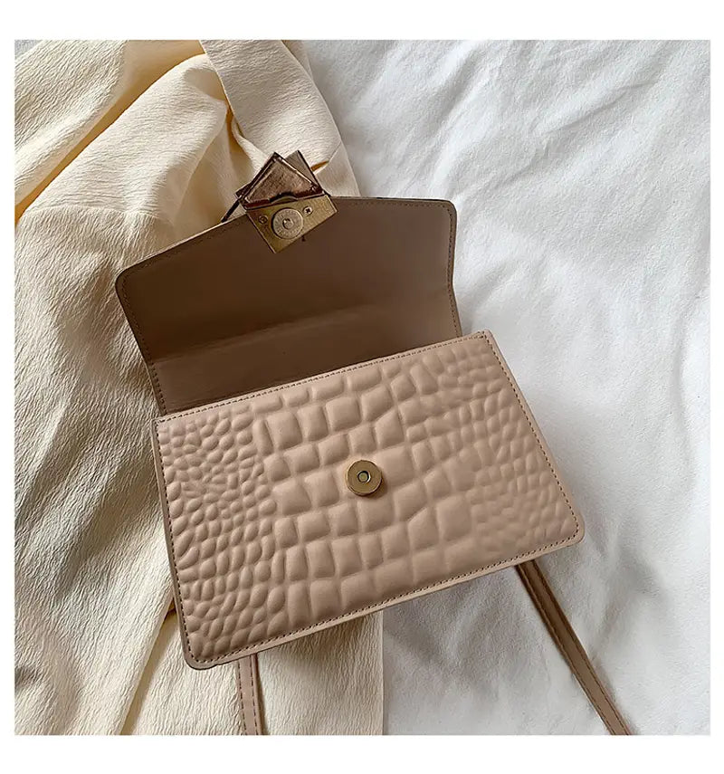 Chic Croc-Texture Crossbody Bag