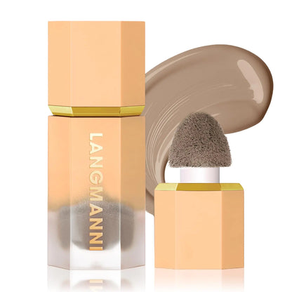 BEFIVECOK Liquid Contour Stick Makeup - Cream Face Contour Wand with Cushion Applicator Natural Matte Long Lasting Creamy Bronzer Contour Lightweight Silky Blendable (#02 SOFT TAN)