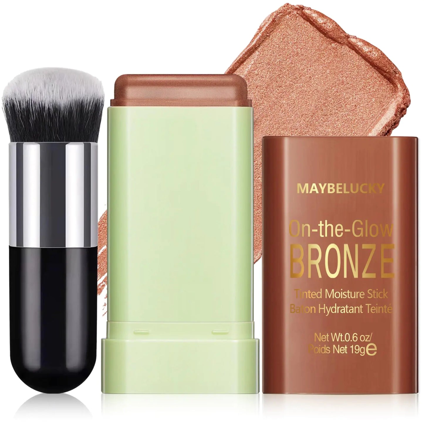 HOSAILY Cream Contour Stick for Cheeks Tint Multi-Use Makeup Highlighter Blush Bronzer Stick Natural Glow Solid Moisturizer Stick Blendable Illuminator On-the-Go Shimmer Cream Contour Makeup-03