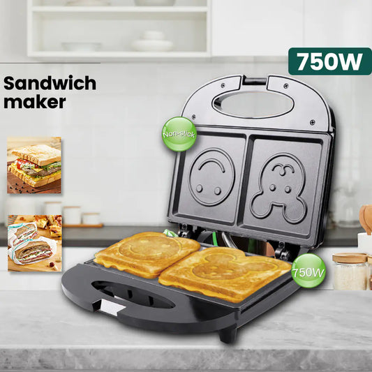110V Smiley Face Sandwich Maker - Mini Breakfast Machine