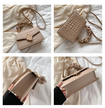 Chic Croc-Texture Crossbody Bag