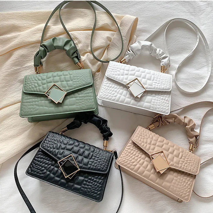 Chic Croc-Texture Crossbody Bag