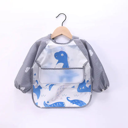 Waterproof Baby Bib with Cartoon Design and Pocket