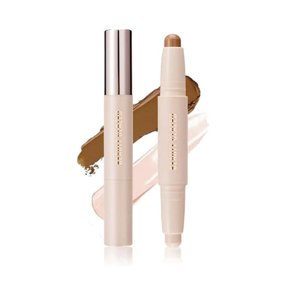 Double head contour stick Highlight & Contour Bronzer Stick durable and waterproof contour stick set facial makeup contour face cream(01#Bronzer contour and glow sticks)