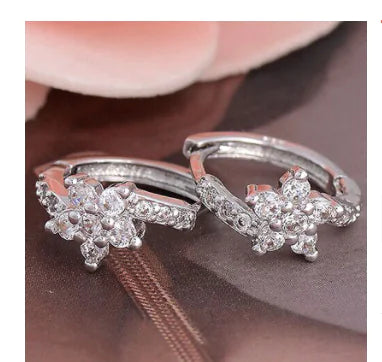 Chic Korean Zirconia Floral Earrings