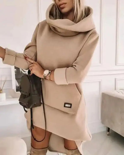 Casual Loose-Fitting Long Sleeve Hooded Pullover for Women