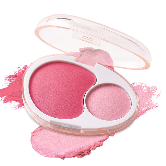 UCANBE Cream Dual Blush for Cheeks: Lightweight Buildable Highlighter and Blush Palette - Smooth Natural Makeup Blush - Long-lasting All-day Face Contour Blush（01#Lemonade)