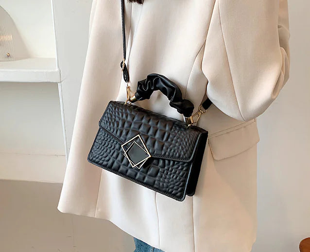 Chic Croc-Texture Crossbody Bag