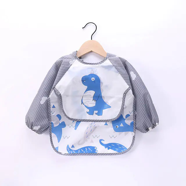 Waterproof Baby Bib with Cartoon Design and Pocket