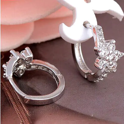 Chic Korean Zirconia Floral Earrings