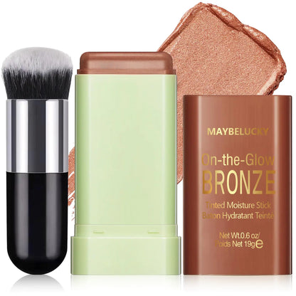 HOSAILY Cream Contour Stick for Cheeks Tint Multi-Use Makeup Highlighter Blush Bronzer Stick Natural Glow Solid Moisturizer Stick Blendable Illuminator On-the-Go Shimmer Cream Contour Makeup-03